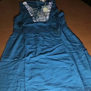 Ella Moon V-neck Tie Front Shoulder Dress Teal,  L